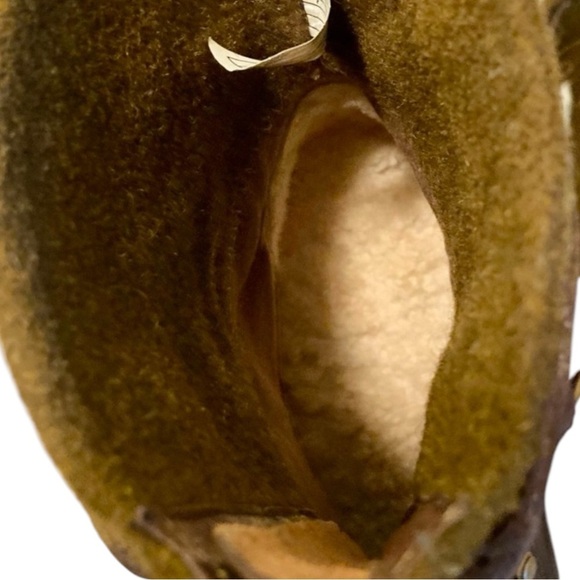 UGG Fabrice Sheepskin Lace Up Zip Chunky Heel in Brown/Olive Size 10 - Flaw - Picture 7 of 11